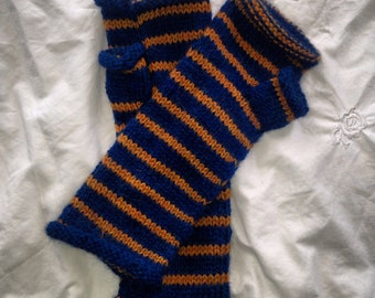 Hand knit striped fingerless gloves || 100% baby alpaca || choose your colors || extra long