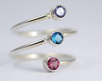 Birthstone ring - Mothers ring - 3 Stone Mom Ring - Triple Birthstone Ring - Three Birthstone Ring - Trio Ring - Three Stone Ring - Mom Gift