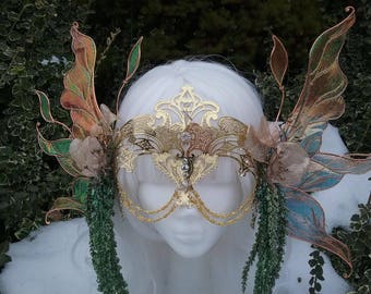 Masquerade mask, fairy mask, fairy headpiece, fairy costume, fairy headdress