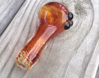 Amber purple glass frit spoon pipe