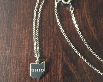 Ohio Necklace, Ohio, silver Ohio necklace, Ohio jewelry, Ohio pendant, Ohio State, state necklace, state jewelry, necklace, silver necklace