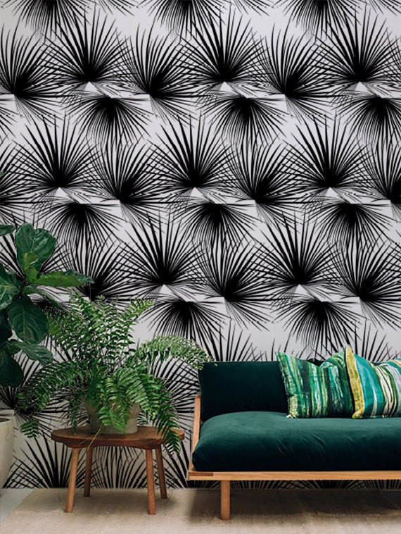 Self adhesive vinyl wallpaper wall decal Palm pattern print