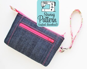 Improv Zip Wristlet PDF Sewing Pattern | Sew a zip top wristlet for phones, small journals, or make a custom size (instructions included).