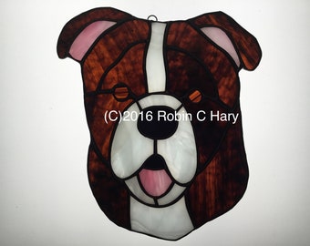 Bulldog Suncatcher in Stained Glass