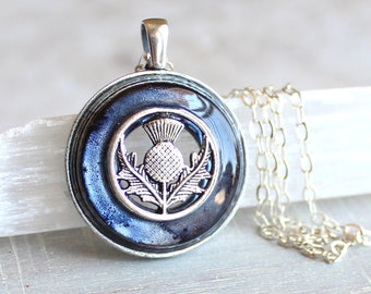 heather Scottish thistle necklace, flower necklace, thistle jewelry, nature necklace, unique gift, Scottish jewelry, Scottish necklace
