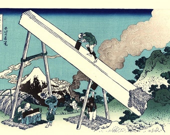 Japanese Ukiyo-e Woodblock print, Katsushika Hokusai, "Mount Fuji from the mountains of Tōtōmi, Thirty-six Views of Mount Fuji"