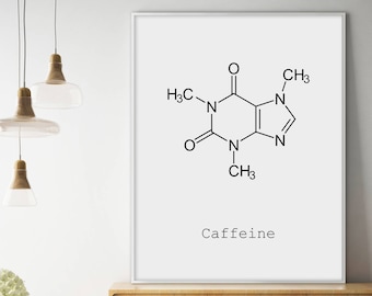 Caffeine Molecule, Coffee Print, Minimalist Print, Chemistry Art, Chemistry Poster, Caffeine Print, Science Poster, Coffee Printable
