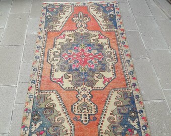 Oushak Rug Vintage Rug Turkish Rug Vintage Turkish Rug Area Rug Handmade Wool Rug Vintage Anatolian Carpet 4' x 7'6" Feet Free Shipping !