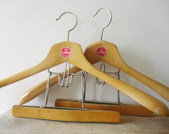 2 vintage french wooden coat hangers, 1950s 1960s, Formax, Hook clothe rack hanger, Cintre en bois, France