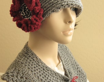 1920s Style Crochet Cloche Hat, Shawl,Flapper Hat,Gatsby Hat