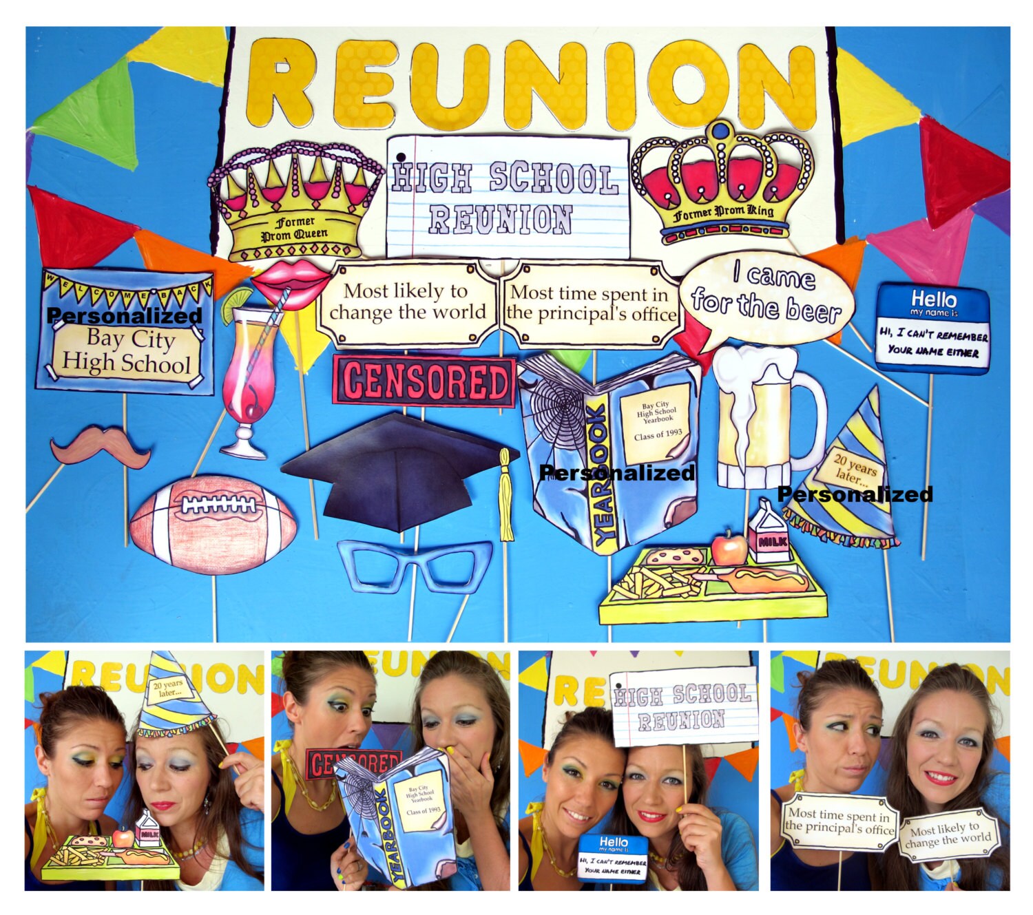 PERSONALIZED DIGITAL High School Reunion photo booth props