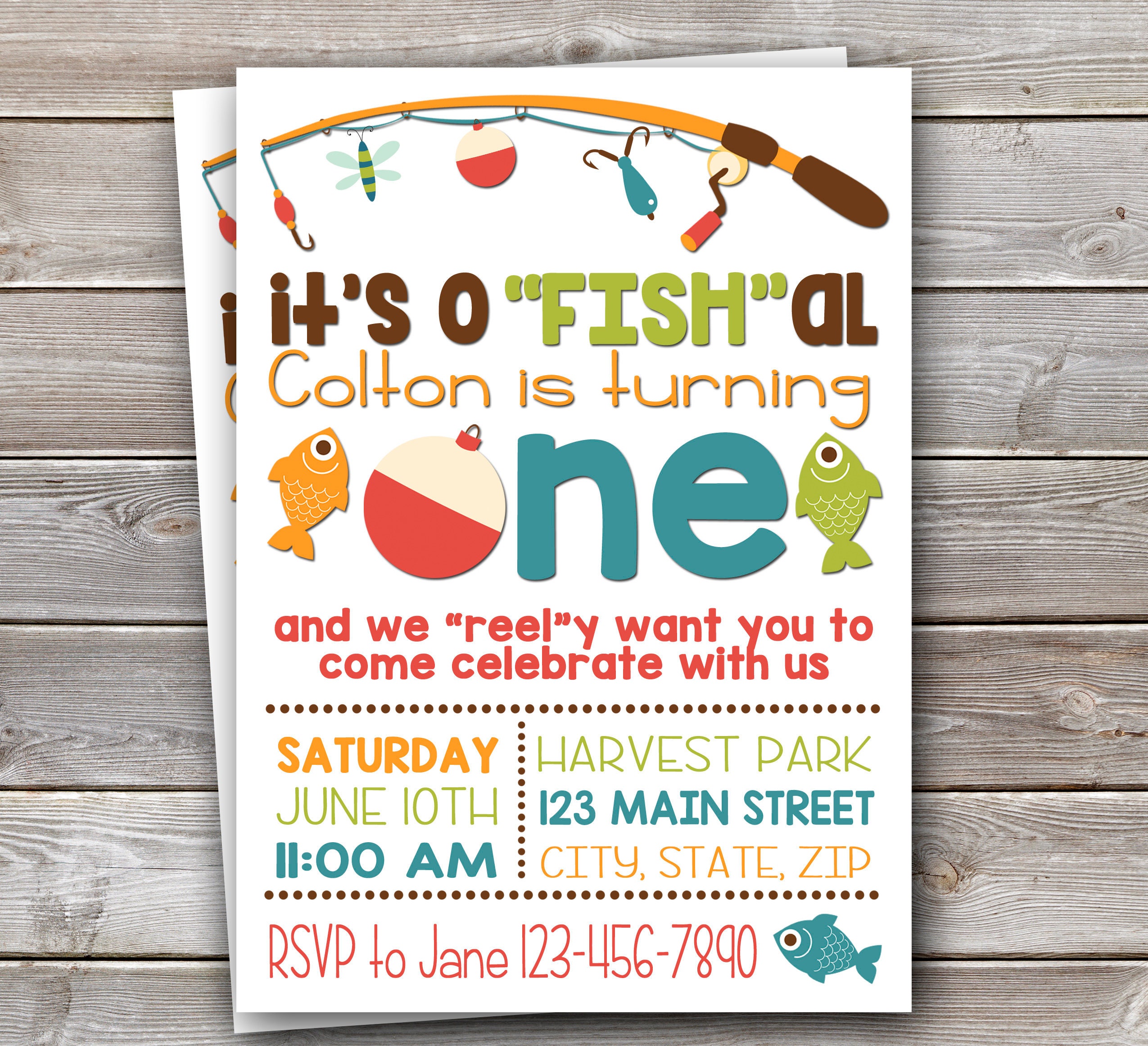 Fish Themed Invite-Fishing Birthday