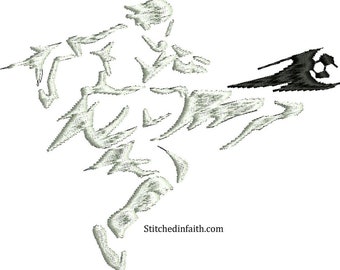 Soccer kick machine embroidery design