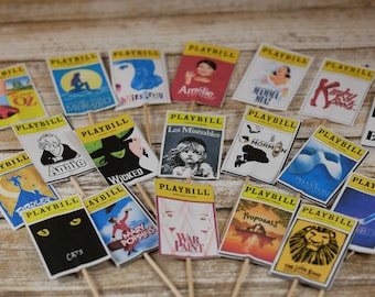 Playbill Cupcake Toppers, Musical theme cupcake toppers, Broadway show cupcake decoration