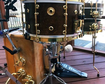 Pancake toms and revival snares - walnut/brass hardware