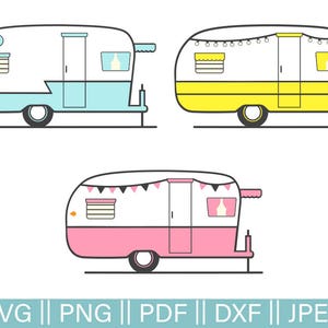 Retro Rv Cut Files, SVG Camper Pack, SVG Cutting File, Retro Trailer Cut File, Glamping Cut Files, Retro Camper, PNG, Trailer Clip Art, Dxf