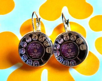 Rotary telephone cabochon earrings- 16mm
