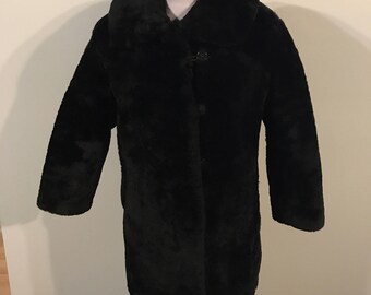 Soviet faux fur black coat