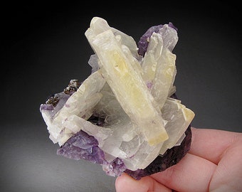 Barite on Fluorite, Annabel Lee Mine, Illinois