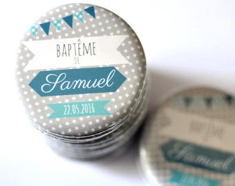 1 magnet or badge baptism / / / gift oginal / name and date-customizable