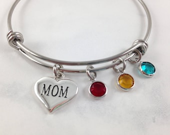 Mothers Day Bracelet, Mothers Day Gift, Mom Bracelet, Gift for Mom, Birthstone Bracelet, Mom Jewelry, Keepsake for Mom, Custom Mom Bracelet