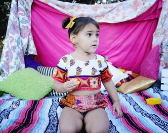 5 Years Frida Block Print Crop Top, Tutu Crop Top, Hippie Toddler Top, Bohemian Crop Top, Kids Fashion, Tutu Top, Bloomers