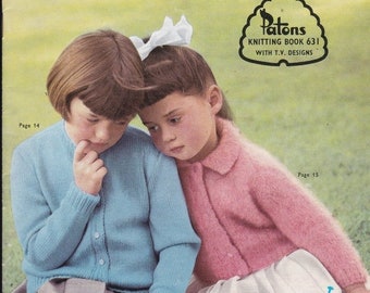 ON SALE Paton's Knitting Pattern No 631 For Children Boys and Girls (Vintage 1960s) Jackets, Cardigans, Jumpers, Sweaters