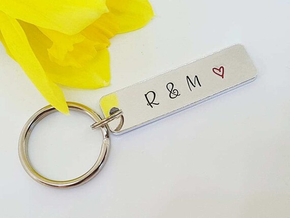 Couple Keyring Hand Stamped Keyring Keychain Boyfriend Gift