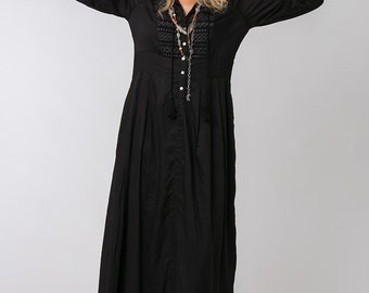 Long Sleeve Black Dress, Bohemian Dress, Loose Dress, Black Maxi Dress, Long Black Dress, Bohemian Chic, Womens Dresses