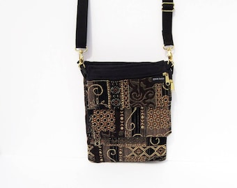 Black and Gold Tapestry Convert-A-Bag, Purse, Sectional Bag, Organizer Purse