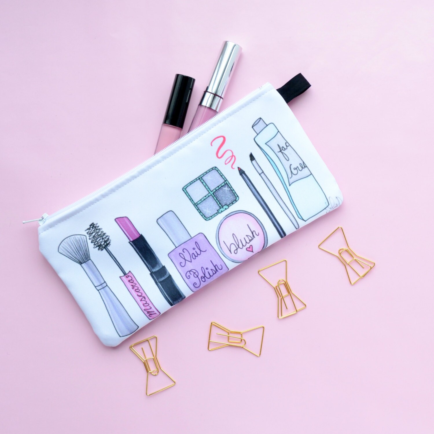 Illustration makeup bag Girly makeup bags Lipstick case