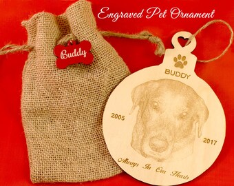 Personalized Pet Ornament, Pet Gift, Dog Ornament, Custom Pet Ornament, Engraved Pet Ornament, Cat Ornament, Christmas Ornament, Paw Print