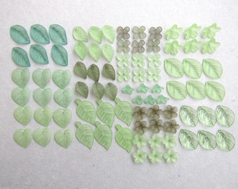 84 pcs Frosted Leaf Lucite Beads - Assorted Sizes Mix