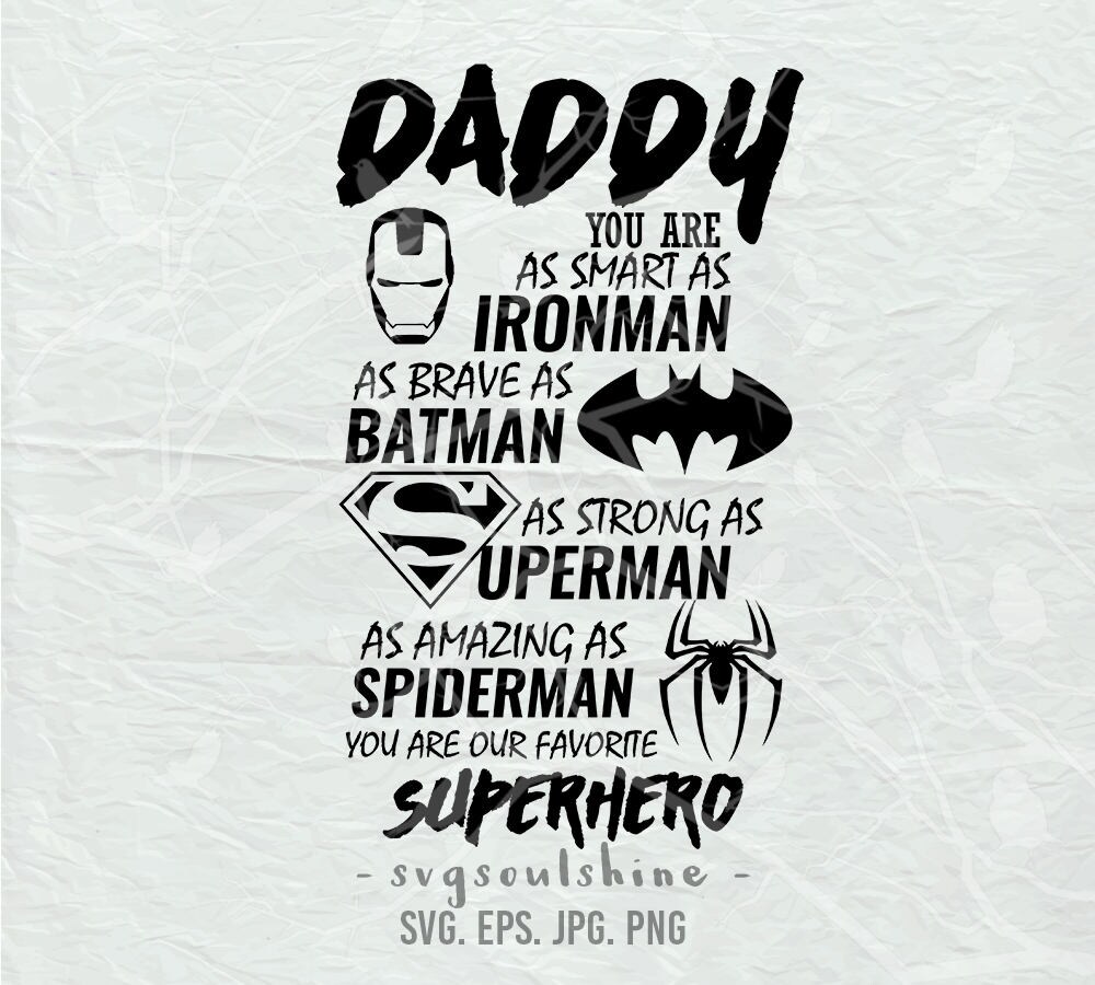 Download Superhero Daddy SVG Superhero Dad File Silhouette Cut File Cricut Clipart Print Vinyl wall decor ...