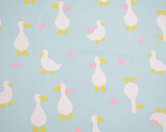 100% cotton-blue fabric with white ducks
