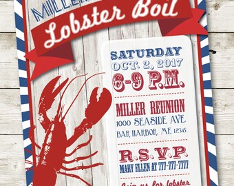 Lobster Invitation, Lobster Party Invitation, Crawfish Boil Invitation, Seafood Invitation, Lobster Boil Invitation, Lobster Birthday