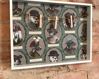 Notice Board/Photo Board/Peg Board Character Dogs Antiquarian Victorian Dogs