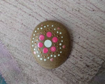 Hand Painted floral flower stone pebble rock.
