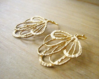 Gold Lace Earrings, Gold Filigree Earrings, Chic Bohemian Earrings, Matte Gold Earrings, Bridesmaid Gift, Gold Wedding Earrings