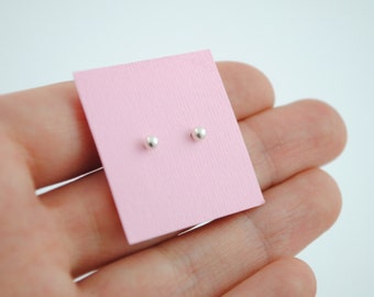Silver earrings ball, tiny silver earrings, small silver ball earrings, minimal earrings