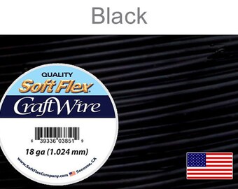 18 Gauge Black Soft Flex Wire, Round, Non-Tarnish, Supplies, Findings
