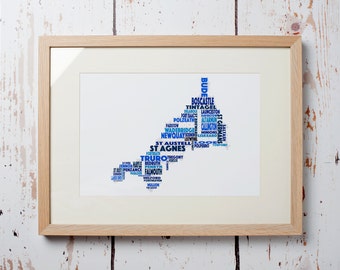Cornwall Word Map - Print only (12 x 8)