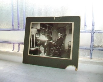 Antique Cabinet Card Photograph Man In His Study 1800s