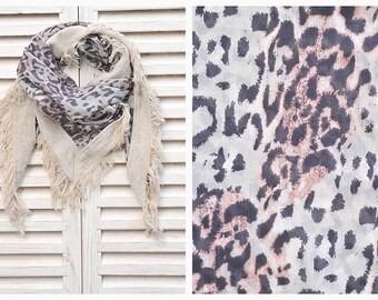SALE 50% OFF Leopard Scarf, Leopard Print Scarf, Square Chiffon Scarf With Animal Print, Women's Fashion Scarf Gift For Her, HD1