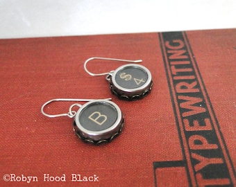 Typewriter Key Earrings Vintage Letter B and Dollar Sign Number 4 keys