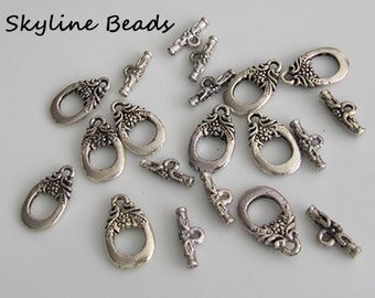 Tibetan Style Toggle Clasps - Antique Silver