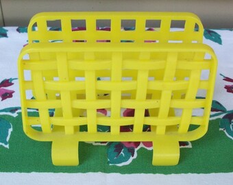 Vintage Yellow Lustroware Plastic Napkin Holder Table Decor Retro