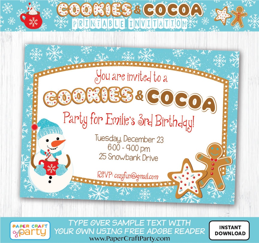 Cookies & Cocoa Invitation Set INSTANT DOWNLOAD and Edit in