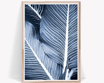 Navy Blue Print,Leaf Print,Tropical Leaf Print,Modern Art,Wall Art Prints,Blue Prints,Navy Blue Prints,Leaf Wall Art,Wall Decor,Navy Blue