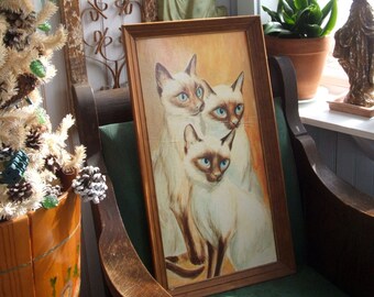 Vintage Harnett Siamese Cats Framed Lithograph Arthur A Kaplan USA Winde Fine Prints